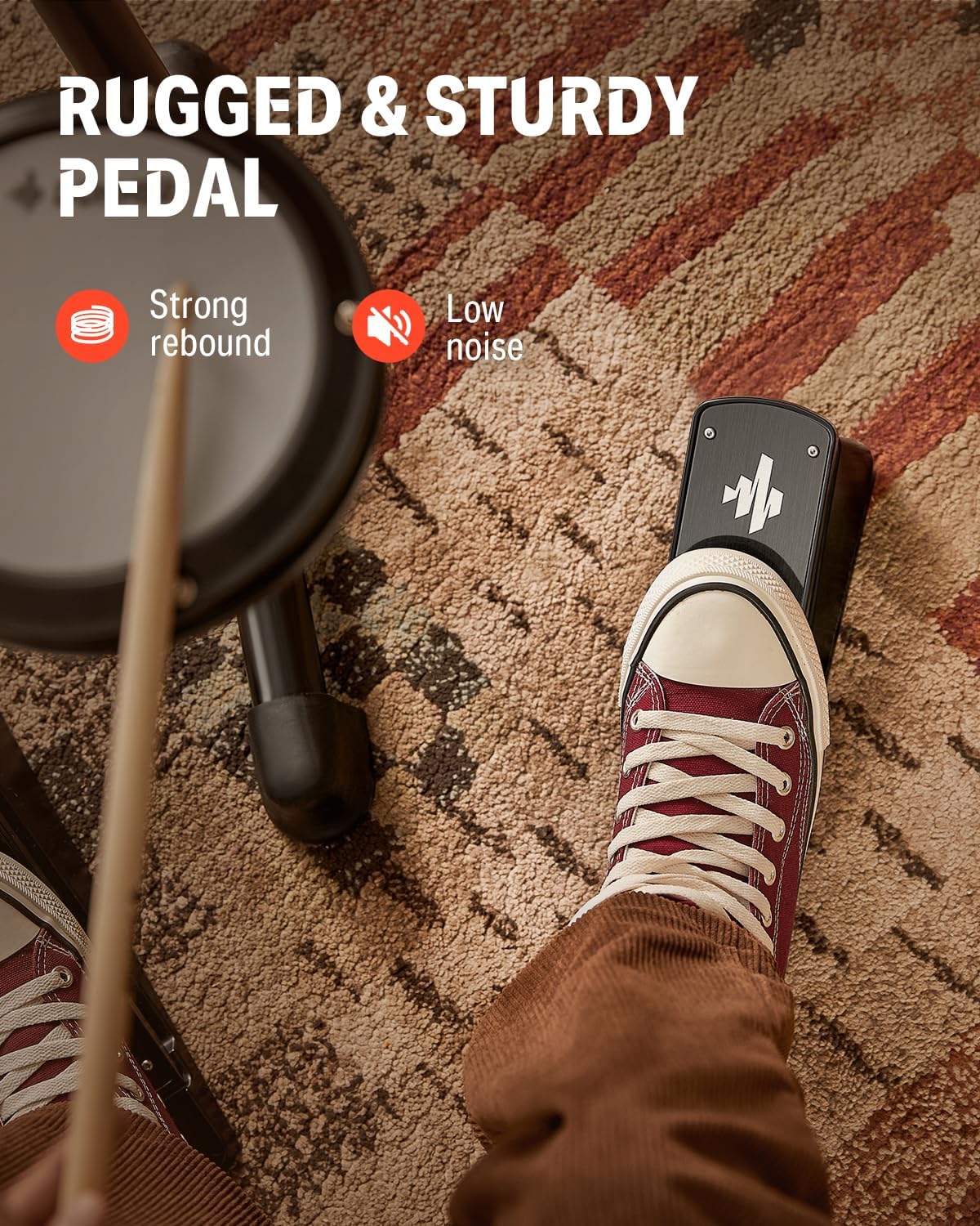 Pedal robusto e silencioso da bateria eletrônica Donner DED-80 com forte retorno