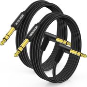 Cabo para guitarra HOSONGIN P10 6,35 mm com conectores banhados a ouro e revestimento trançado preto
