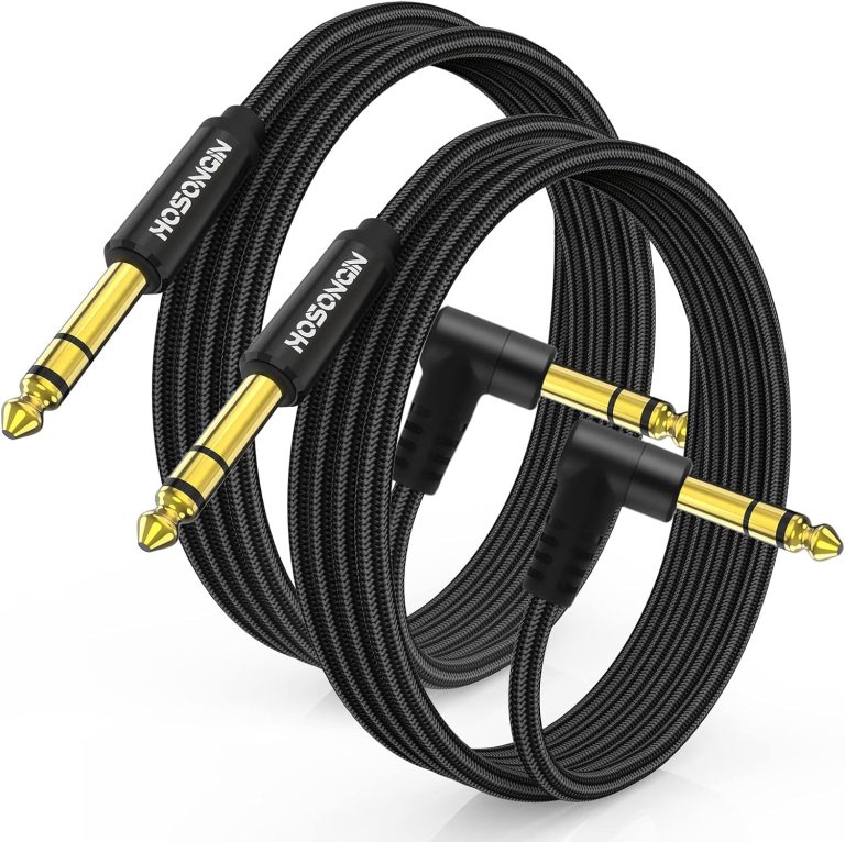 Cabo para guitarra HOSONGIN P10 6,35 mm com conectores banhados a ouro e revestimento trançado preto