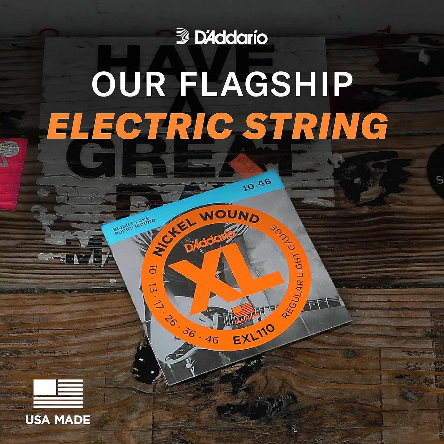 Corda para guitarra elétrica D'Addario XL Nickel Wound EXL110 calibre 10-46 fabricação nos EUA