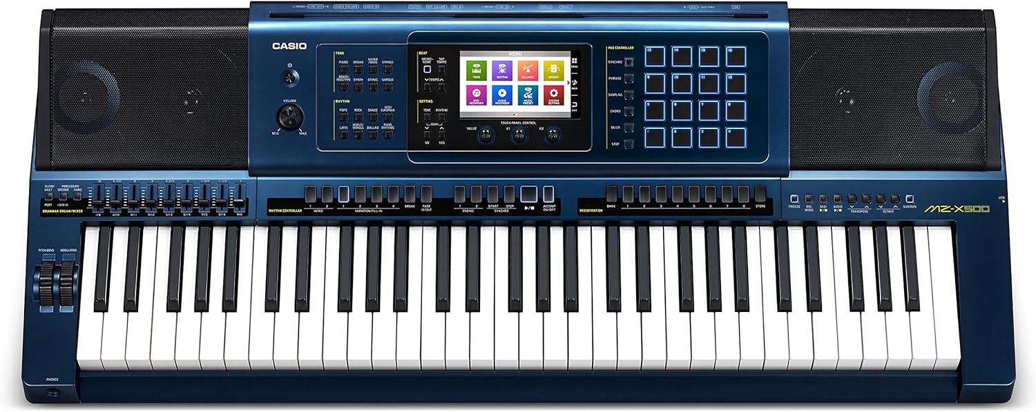 Teclado Casio MZ-X500 61 teclas portátil com tela colorida e pads sensíveis ao toque