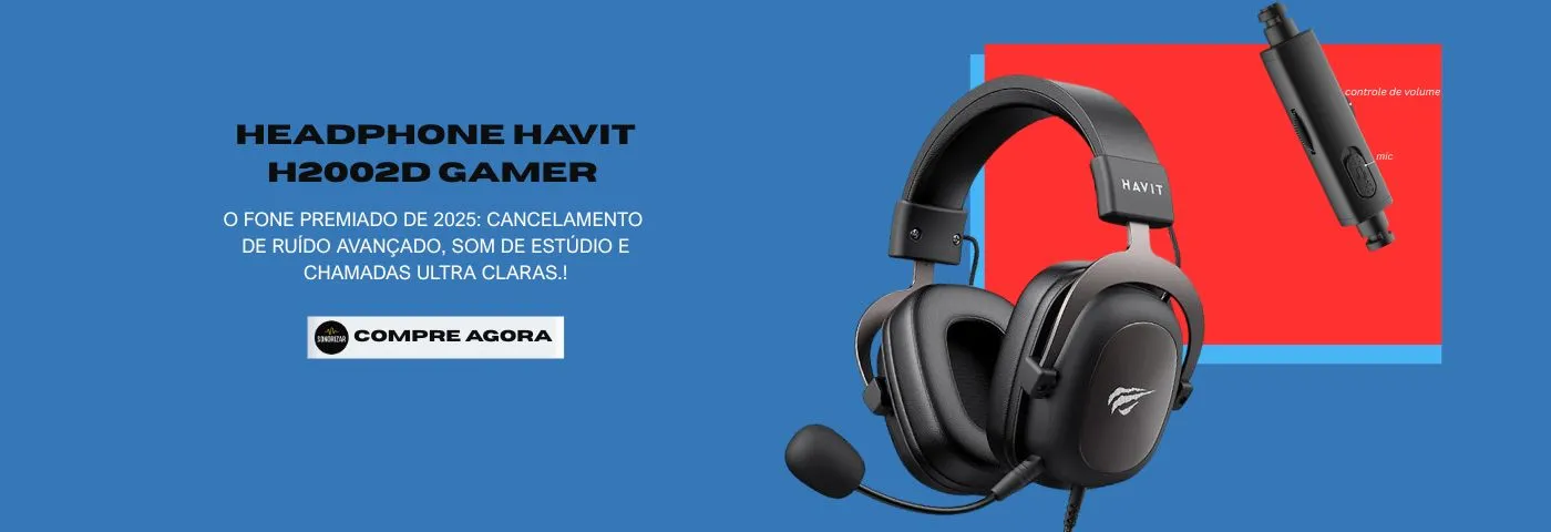Headphone Havit H2002D Gamer Fone com cancelamento de Ruído.