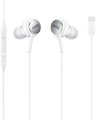 Fones de ouvido Samsung AKG intra-auriculares USB Tipo C branco com controle remoto e microfone