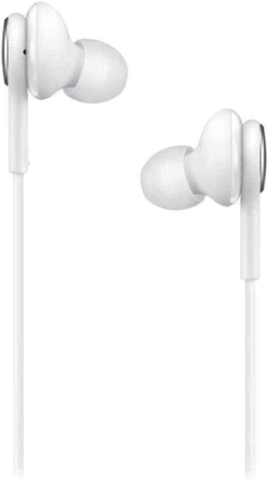 Fones de ouvido intra-auriculares brancos Samsung com design in-ear e pontas de silicone