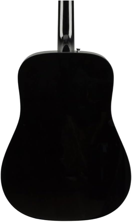 Parte traseira do violão Fender FA-125 Dreadnought com acabamento preto brilhante