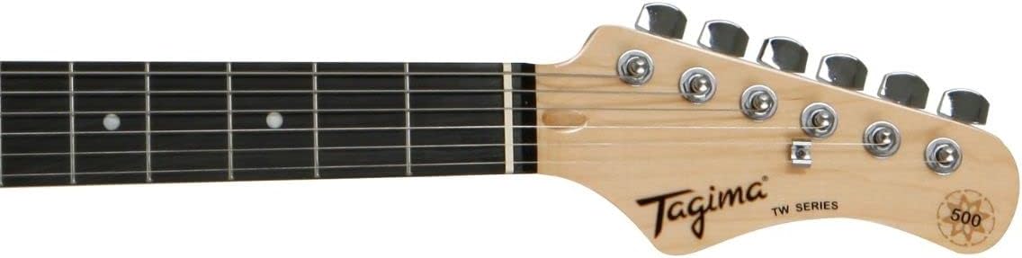 Cabeça do braço da guitarra elétrica Tagima TG 500 com logotipo e tarraxas cromadas