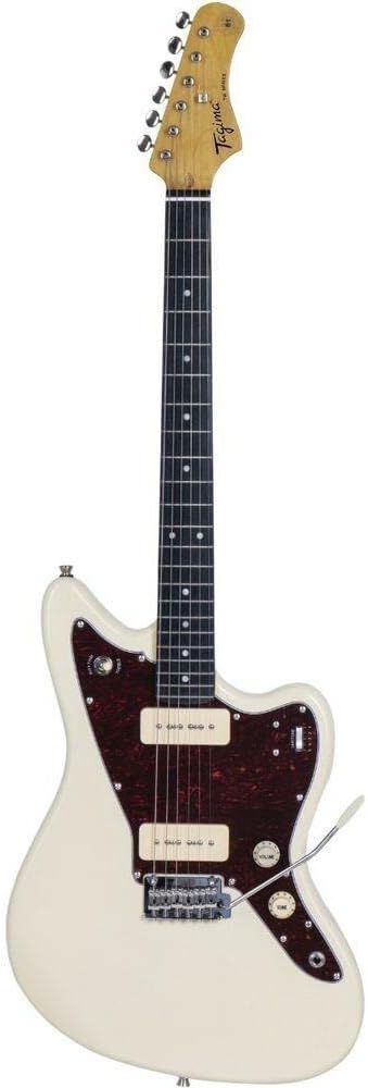 Guitarra Tagima Woodstock TW61 branca com captadores brancos e escudo marrom escuro