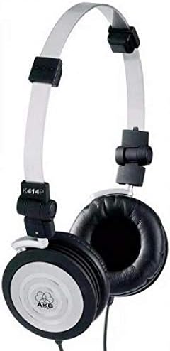Fone de ouvido AKG K414P on-ear preto com faixa metálica prateada e almofadas acolchoadas