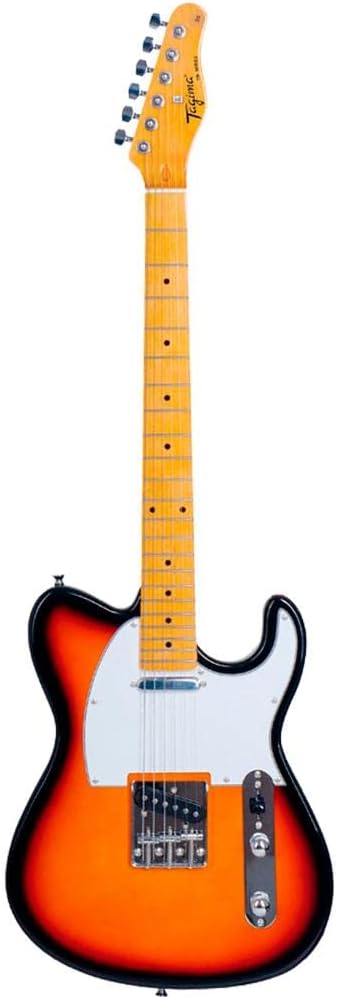 Guitarra elétrica Tagima TW-55 Sunburst frontal com acabamento sunburst e detalhes de madeira clara.