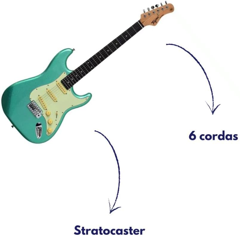Guitarra elétrica TAGIMA TG 500 MSG DF MG Verde Surf Metálico 6 cordas formato Stratocaster
