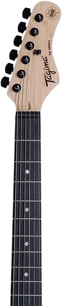 Cabeça da guitarra elétrica TAGIMA TG 500 BK com logo TAGIMA e tarraxas pretas