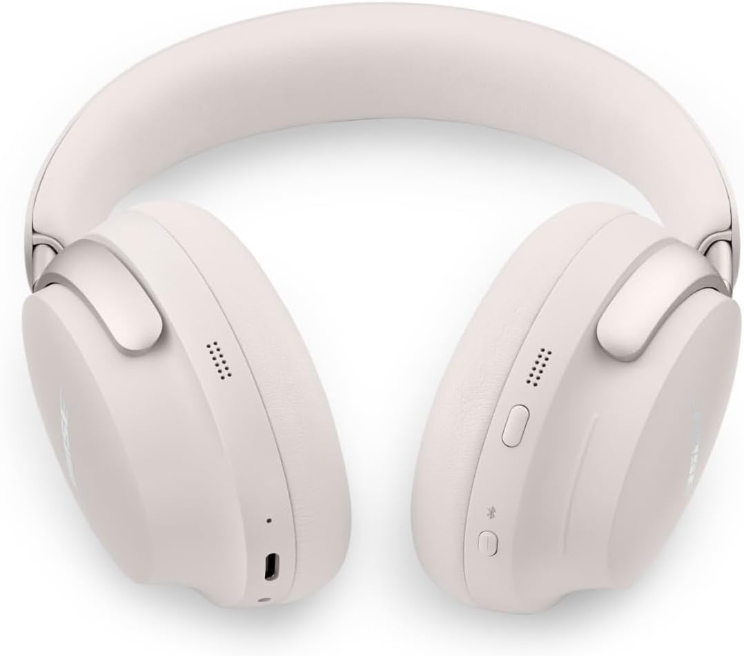 Fone de ouvido Bose QuietComfort Ultra Wireless branco over-ear com controle e entrada USB-C