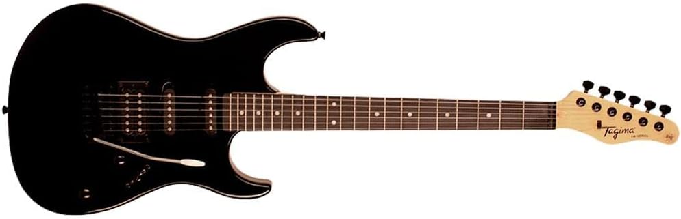 Guitarra elétrica Tagima TG 510 BK Modern Strat preta com captadores humbucker e single coil vista completa