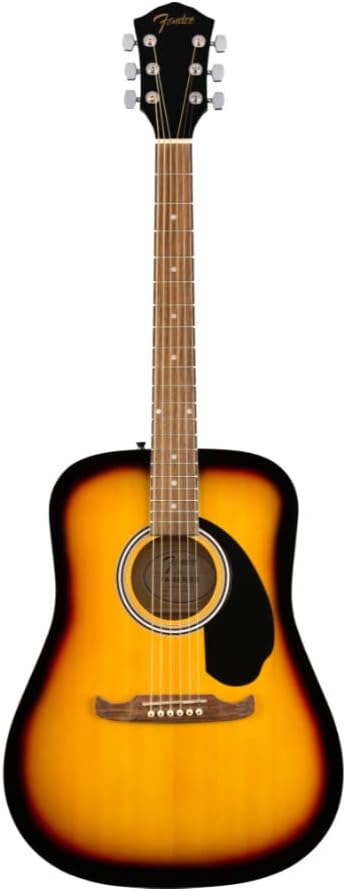 Violão Fender FA-125 Dreadnought laminado Sunburst com corpo sunburst e headstock preto