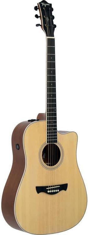 Violão folk Tagima sapele tampo claro lateral escura fundo branco