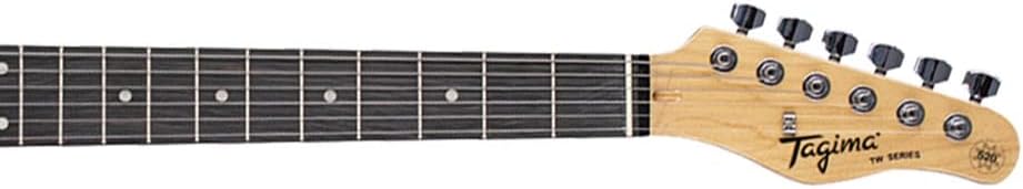 Cabeça e braço da guitarra elétrica Tagima TG-520 com 22 trastes e logo Tagima