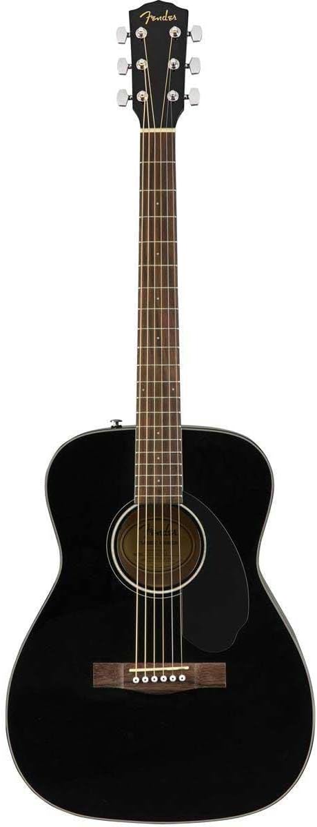 Violão acústico Fender CC-60s Concert Pack V2 preto brilhante em fundo branco
