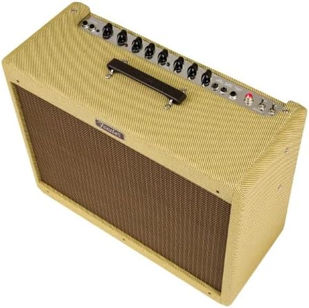 Amplificador Fender Blues Deluxe 223 2200 000 valvulado vintage bege texturizado vista superior com painel de controle
