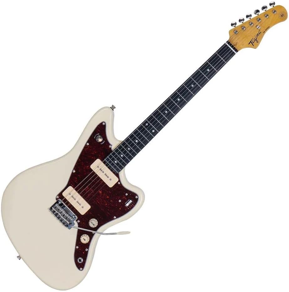 Guitarra Tagima Woodstock TW61 WV em visão angular com detalhes do corpo e braço