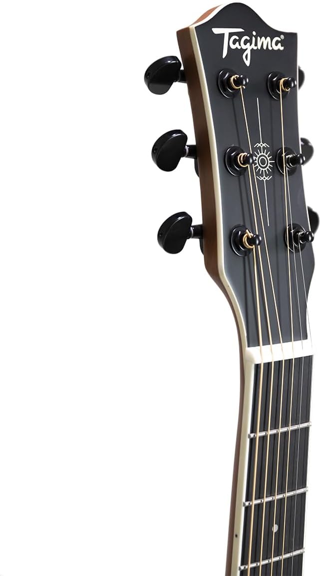 Cabeça do violão Tagima JF EQ-BKOP com logo Tagima e tarraxas pretas