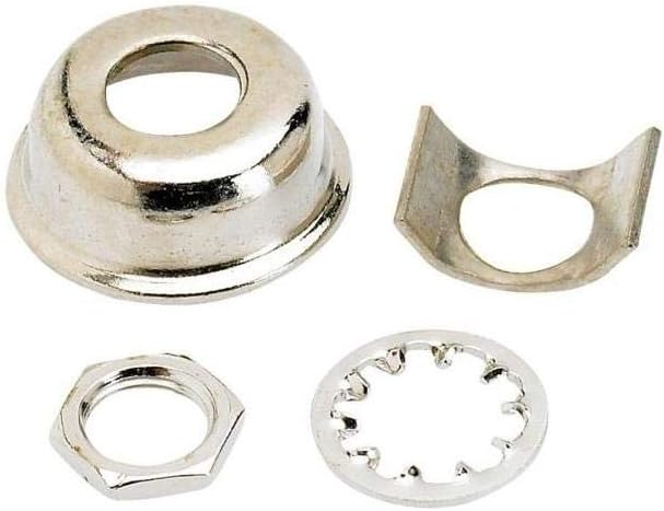 Fender Virola Jack Telecaster níquel com peças metálicas em prata, anel, placa, porca e arruela.