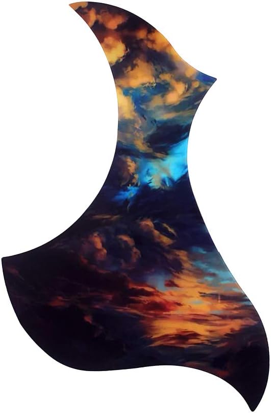 Adesivo colorido para guitarra acústica com padrão céu ao entardecer