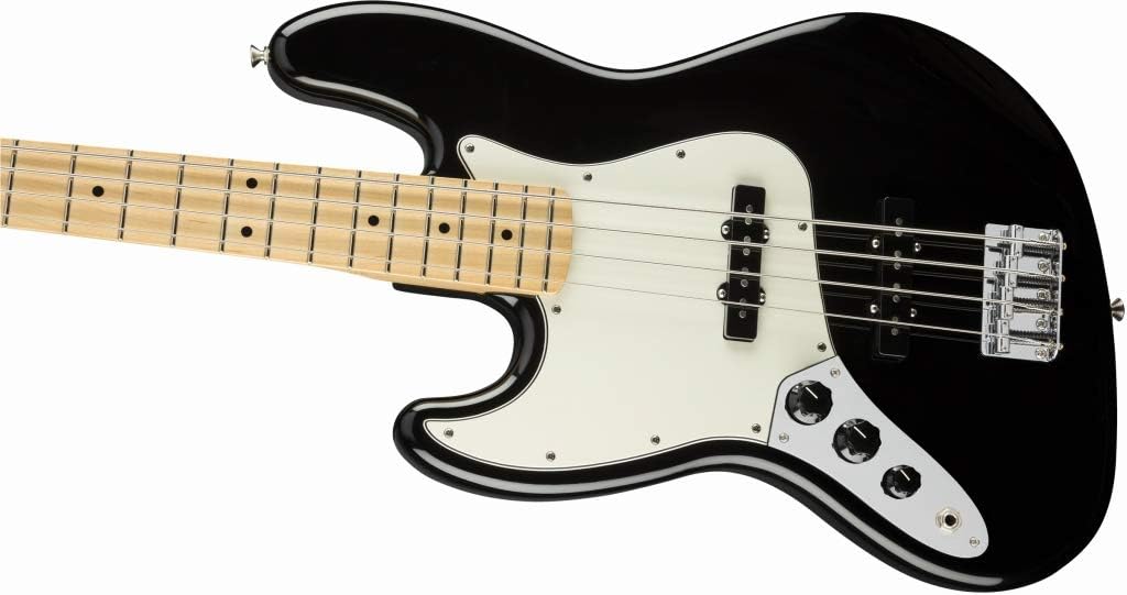 Corpo do Fender Baixo elétrico Player Jazz preto com braço de maple apresentado horizontalmente