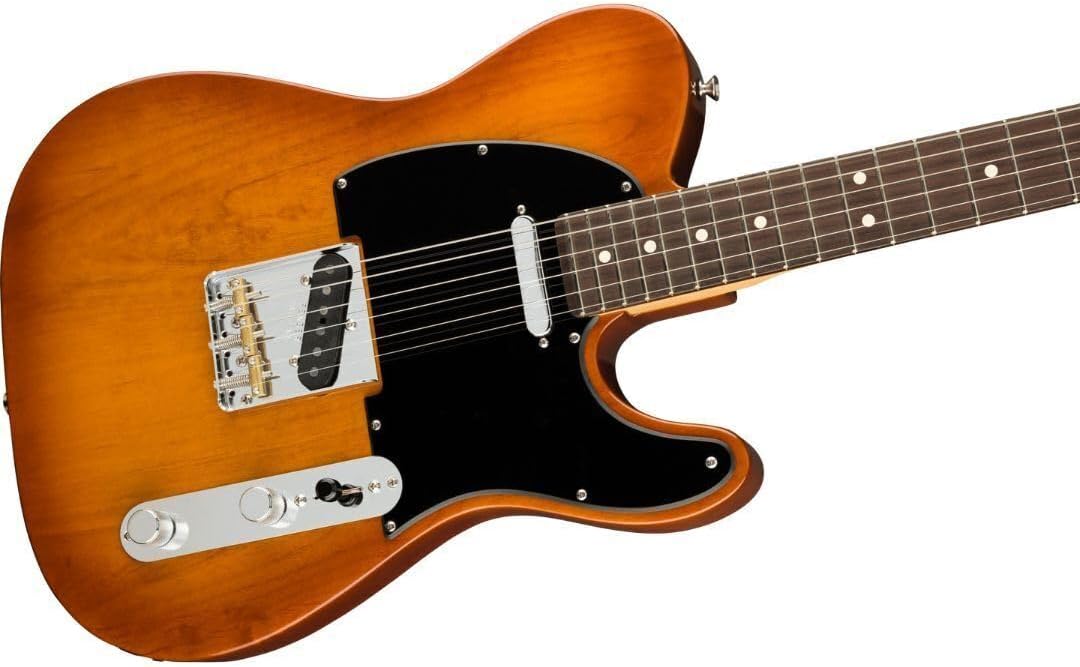 Corpo lateral da guitarra Fender American Performer Telecaster Honeyburst com escudo preto