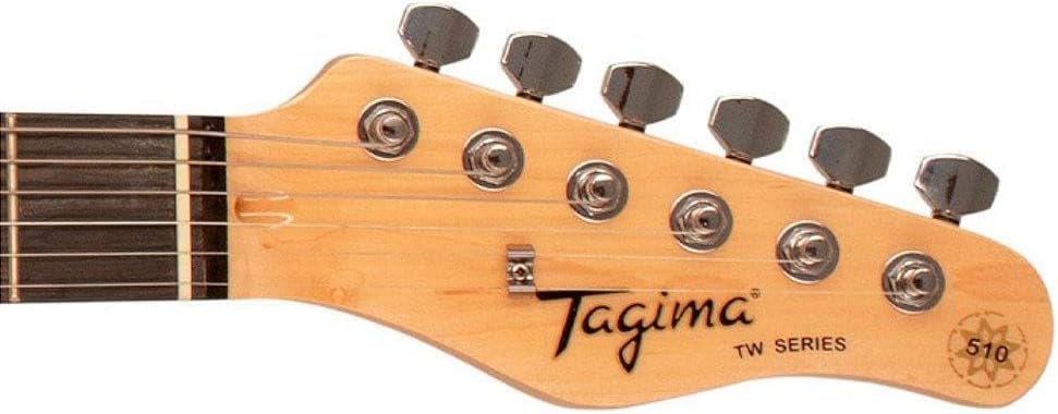 Cabeça da guitarra Tagima TW Series TG-510 com tarraxas cromadas e logo Tagima madeira clara