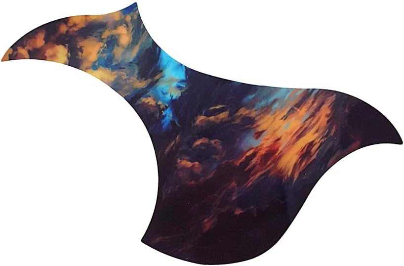 Adesivo curvo colorido para guitarra acústica com padrão céu ao entardecer