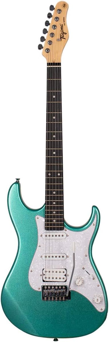 Guitarra elétrica Tagima TG-520 Metallic Surf Green Stratocaster HSS com 22 trastes e ponte tremolo moderno