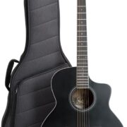 Violão Tagima JF EQ-BKOP preto fosco com laterais em sapele e capa gig bag preta acolchoada