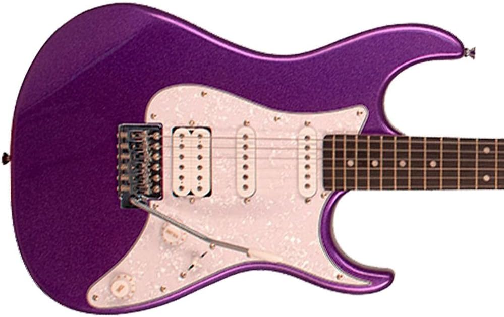 Close no corpo da guitarra elétrica Tagima TG-520 metálica púrpura com captadores e controles.