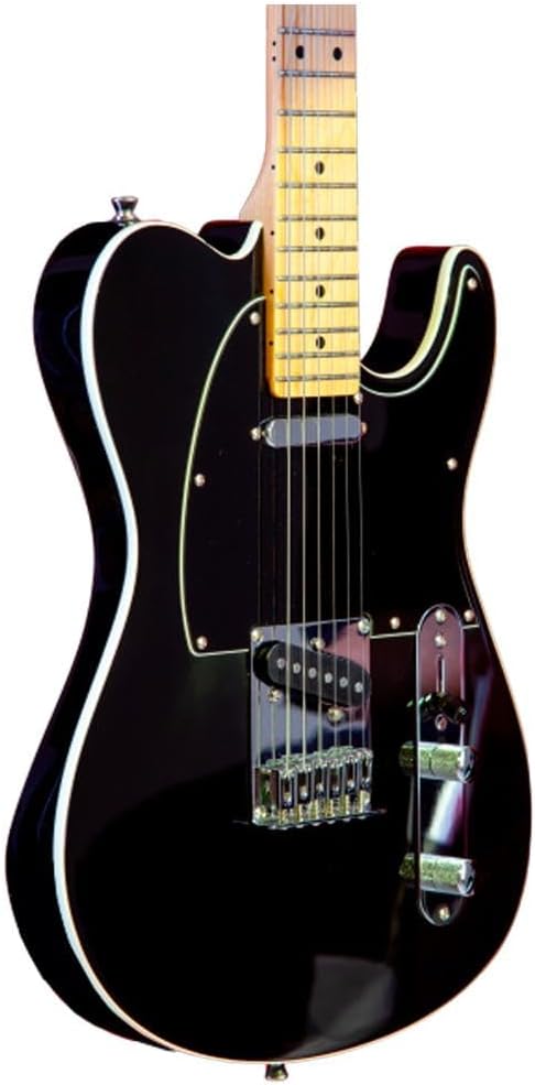 Detalhe da guitarra elétrica Telecaster Classic Tagima T-550 preta com foco na ponte e corpo