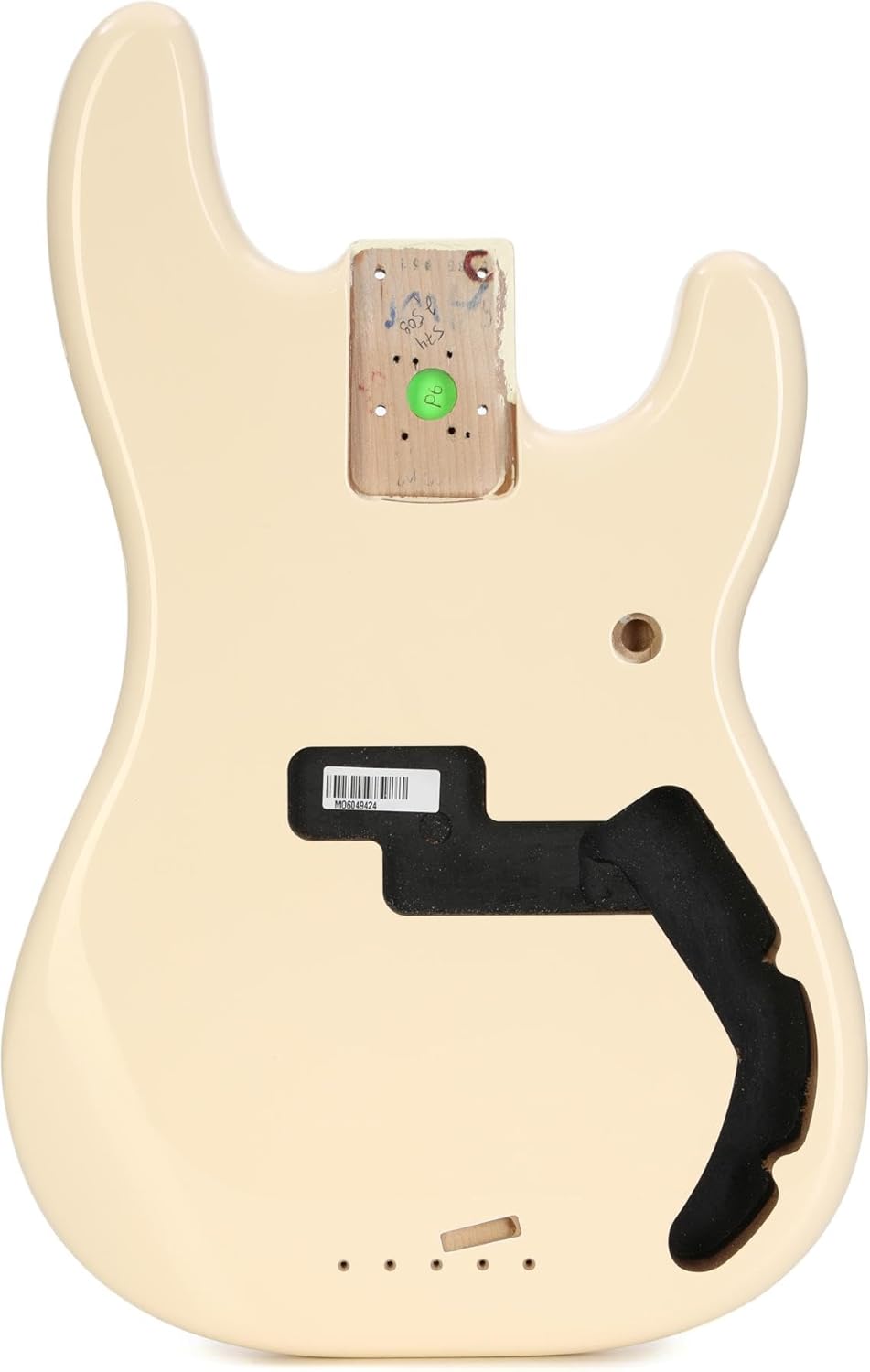 Corpo traseiro da guitarra Fender Alder Precision Bass Arctic White sem eletrônicos.