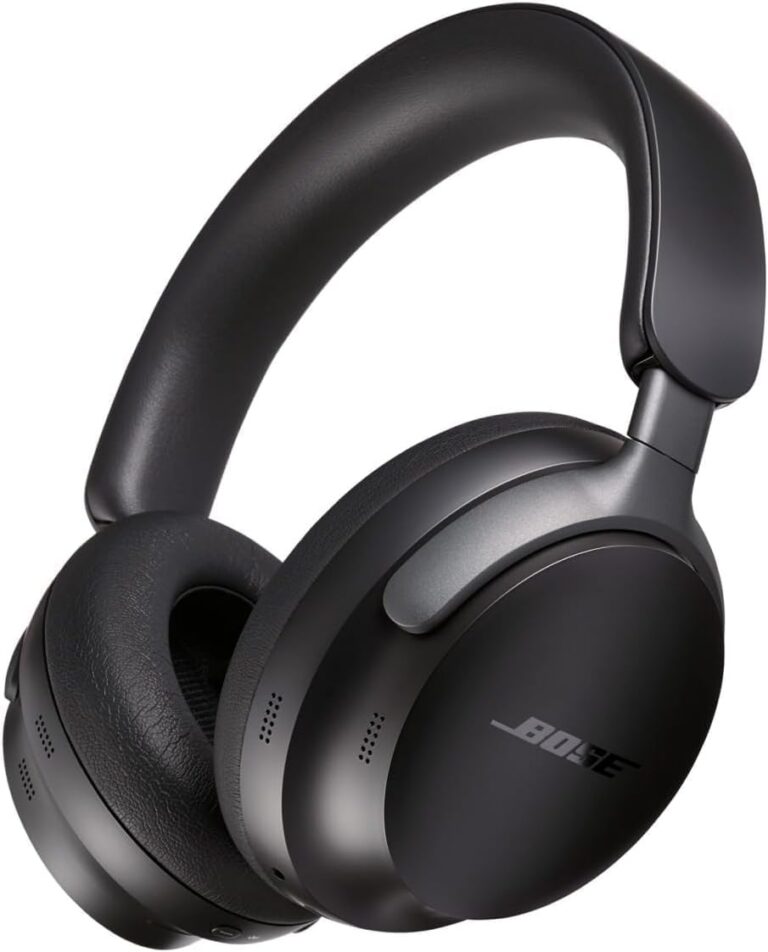 Fones de ouvido Bose QuietComfort Ultra Wireless preto over-ear com almofadas acolchoadas