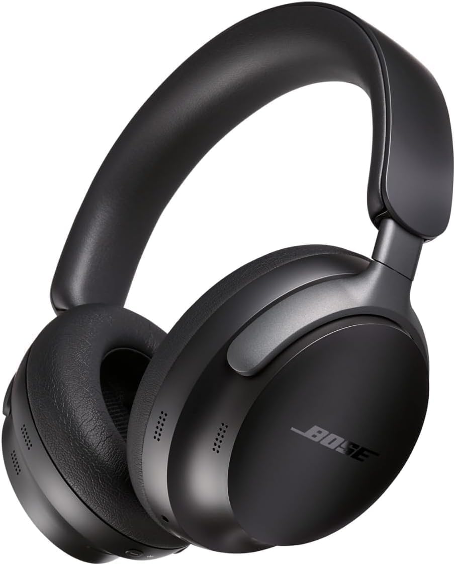 Fones de ouvido Bose QuietComfort Ultra Wireless preto over-ear com almofadas acolchoadas