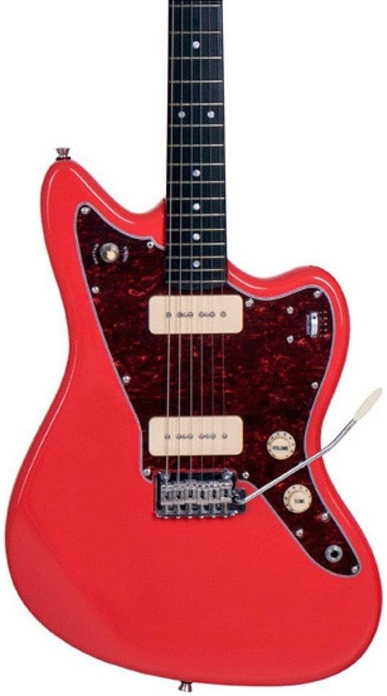 Close no corpo da guitarra elétrica Tagima TW-61 Fiesta Red com captadores duplos e ponte com vibrato