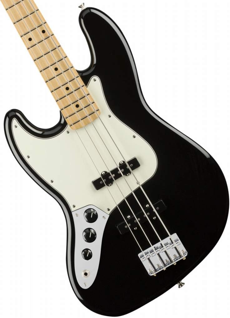 Fender Baixo elétrico Player Jazz preto com braço de maple para canhotos