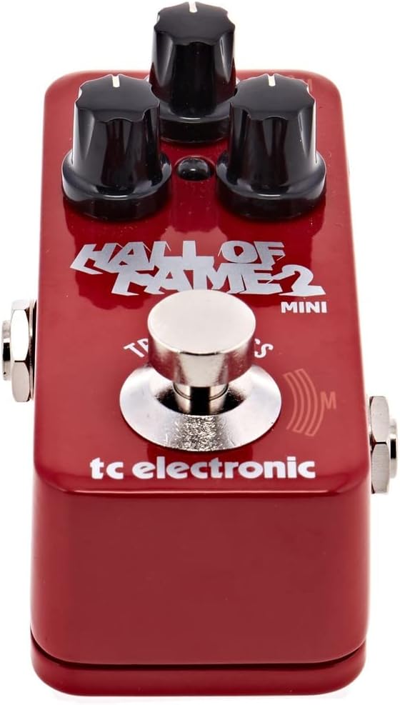 Pedal Reverb TC Electronic Hall of Fame 2 Mini vermelho com botões pretos e interruptor MASH sensível à pressão