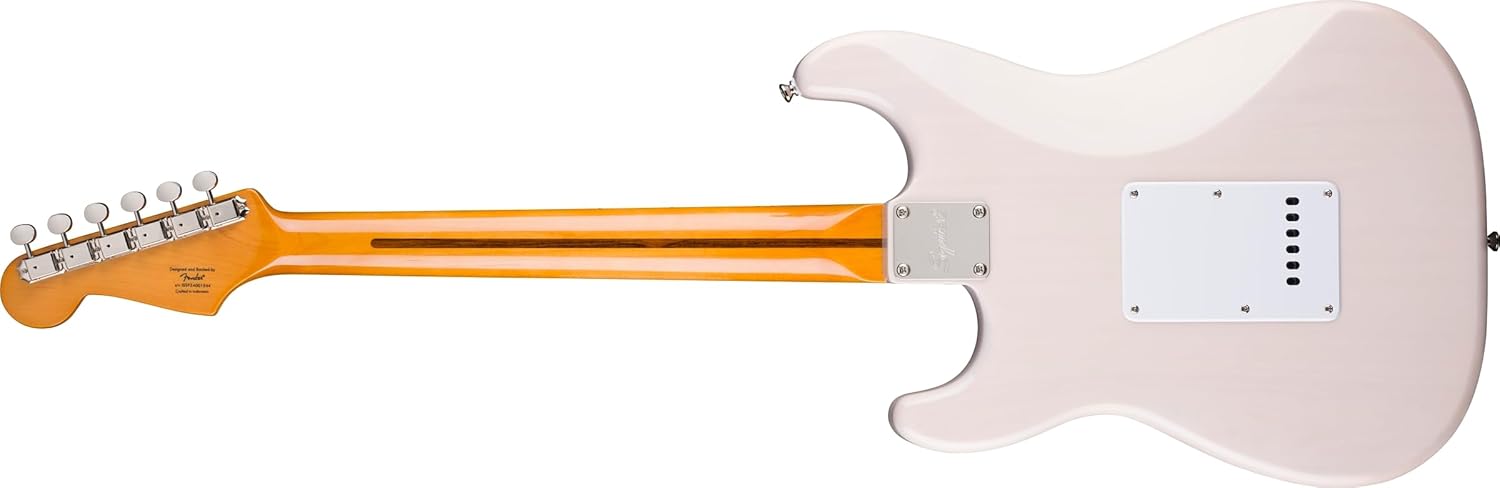 Parte traseira da guitarra Classic Vibe '50s Stratocaster em creme com braço claro e tarraxas cromadas