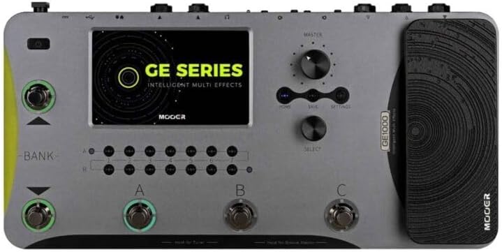 Pedaleira MOOER GE1000 multiefeitos com tela touch 5 polegadas e pedais de controle frontal