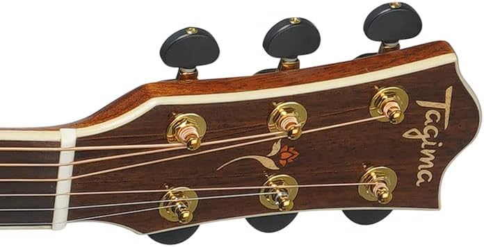 Cabeça do violão Tagima FS-200 com tarraxas douradas e detalhe floral