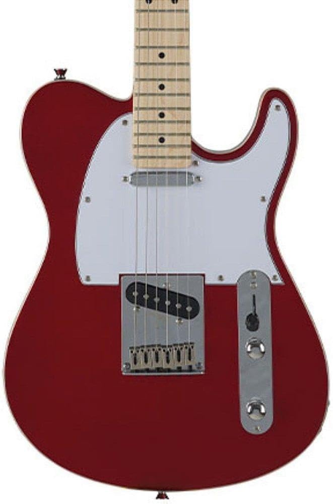 Close do corpo da guitarra elétrica Telecaster Classic Tagima T-550 vermelho com escudo branco