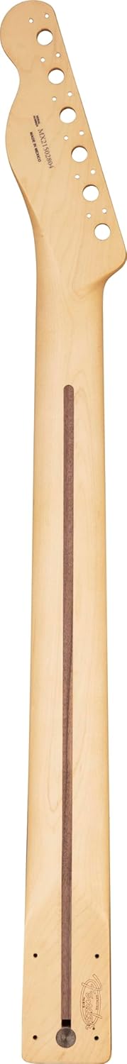 Parte traseira do braço de guitarra Fender com barra de reforço e furações para tarraxas