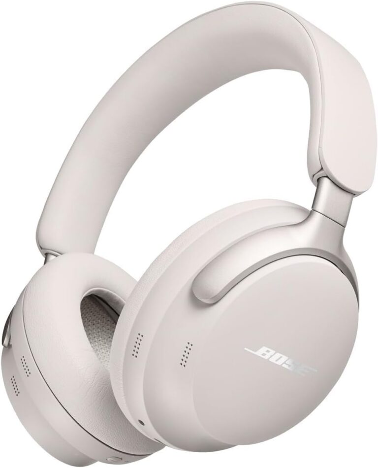 Fone de ouvido Bose QuietComfort Ultra Wireless branco over-ear sem fio com design ergonômico