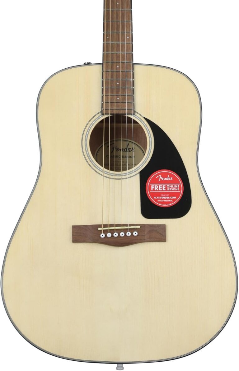 Guitarra acústica Fender CD-60 Dreadnought V3 natural com estojo, vista frontal.