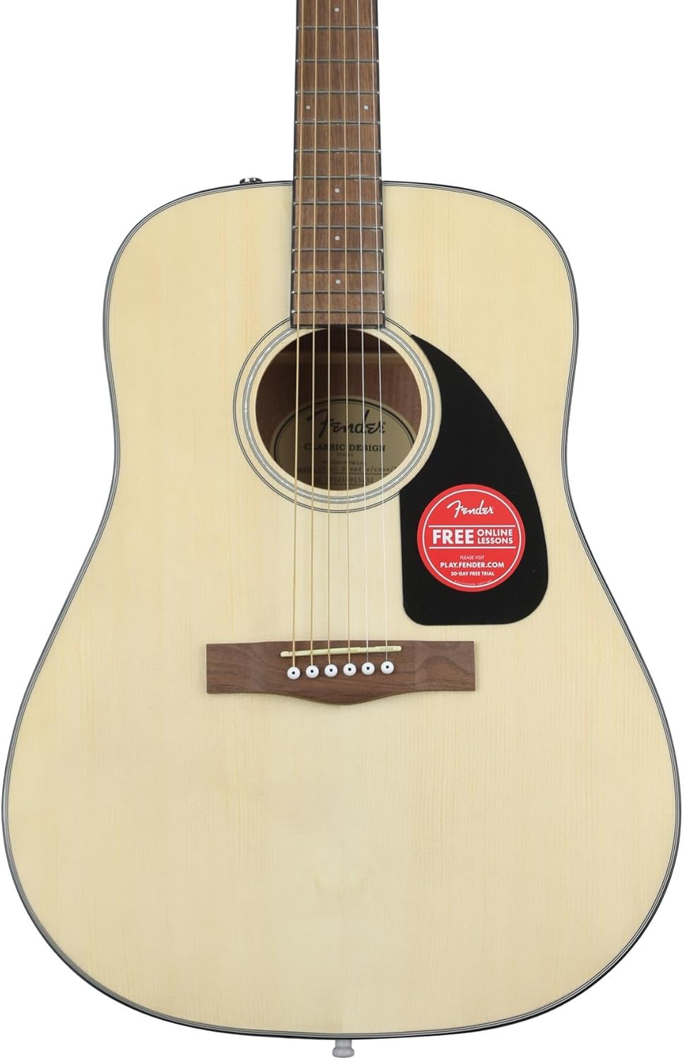 Guitarra acústica Fender CD-60 Dreadnought V3 natural com estojo, vista frontal.