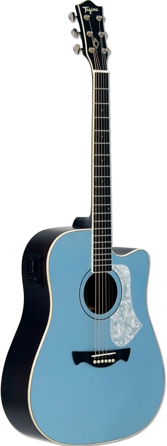 Violão Tagima Andes Folk Cutaway azul claro com tampo em spruce e laterais pretas