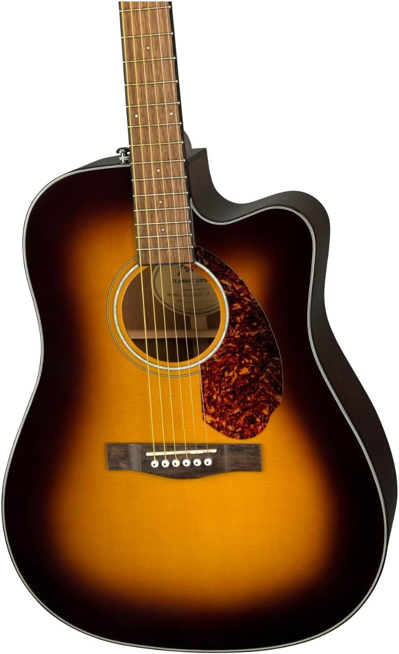 Corpo do violão Fender CD-140SCE acabamento sunburst com pickguard tartaruga